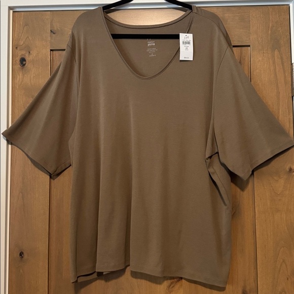 J. Jill Tops - NWT J. Jill Perfect Pima v-neck elbow sleeve tee Shirt Top Womens 4X Shitake